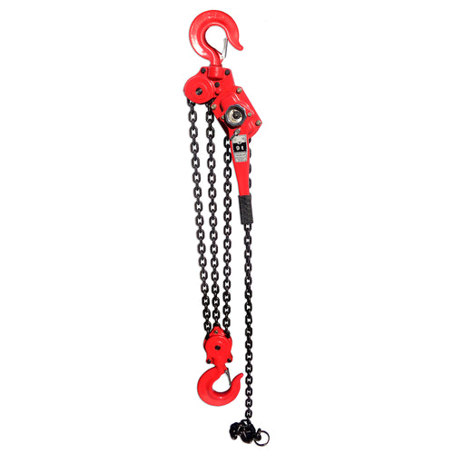 American Power Pull 690 9 Ton Chain Puller with red drop forged safety hooks and black 13/32 in load chain, 18000 lb capacity
