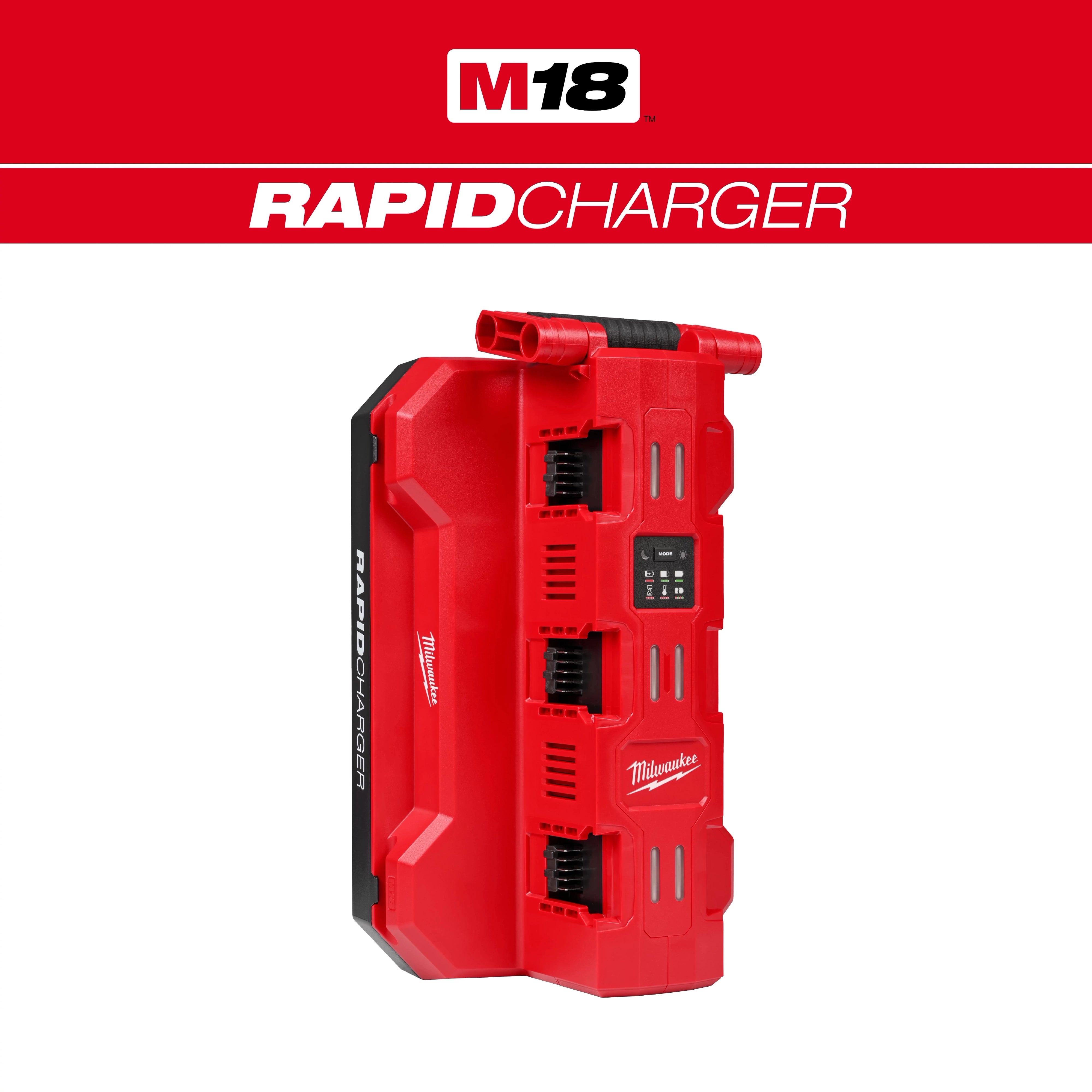 Milwaukee Tool 48-59-1817 M18 Six Bay Daisy Chain Rapid Charger - angled front view