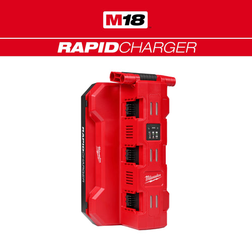 Milwaukee Tool 48-59-1817 M18 Six Bay Daisy Chain Rapid Charger - angled front view