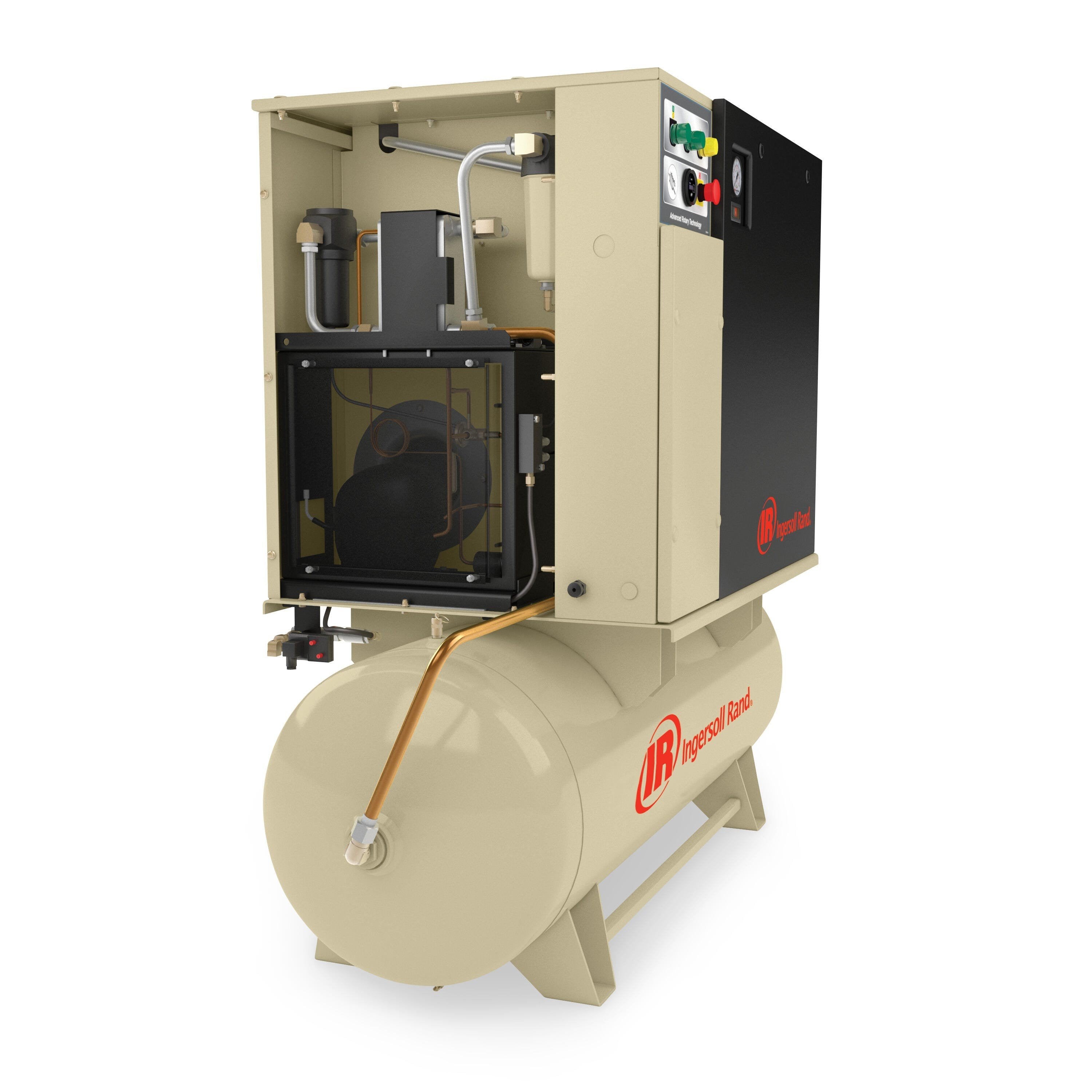 Ingersoll Rand UP6-10TAS-150 Rotary Screw Compressor with Panel Open Showing Internal Components