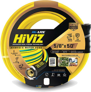 Blueshield ALHY5850-HV Hybrid Water Hose - 5/8 X 50', Yellow With Green Line" - MPR Tools & Equipment