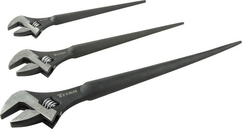 Titan Tools  3-pc Adjustable Construction Wrench Set, 10"/12"/16" Long, 1-1/8", 1-5/6", 1-1/2" Openings - MPR Tools & Equipment