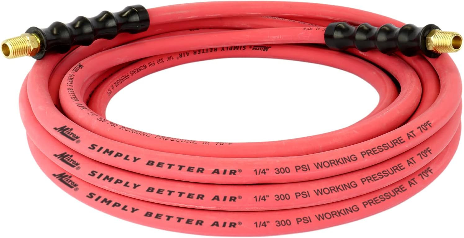 Milton Industries ULR142514 Tuyau d'air en caoutchouc ultra léger 1/4" x 25' avec extrémités 1/4" NPT