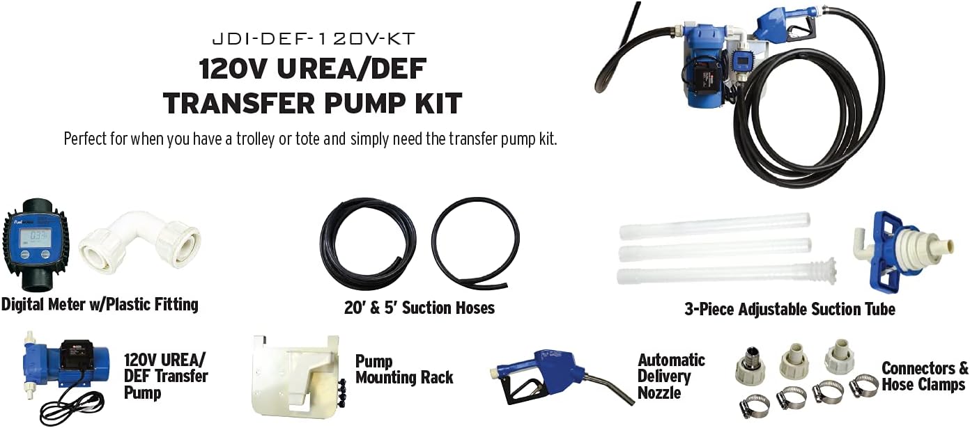 JohnDow Industries JDI-DEF-120V-KT KIT DE POMPE DE TRANSFERT D'URÉE/DEF 120 V AVEC BUSE AUTOMATIQUE