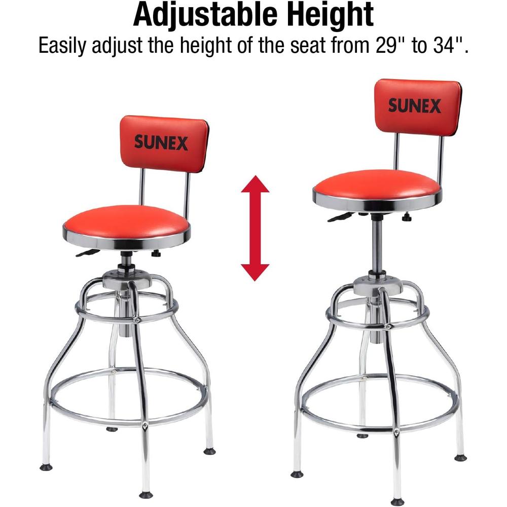 Sunex Tools 8516 Sunex Hydraulic Shop Stool (Chrome)