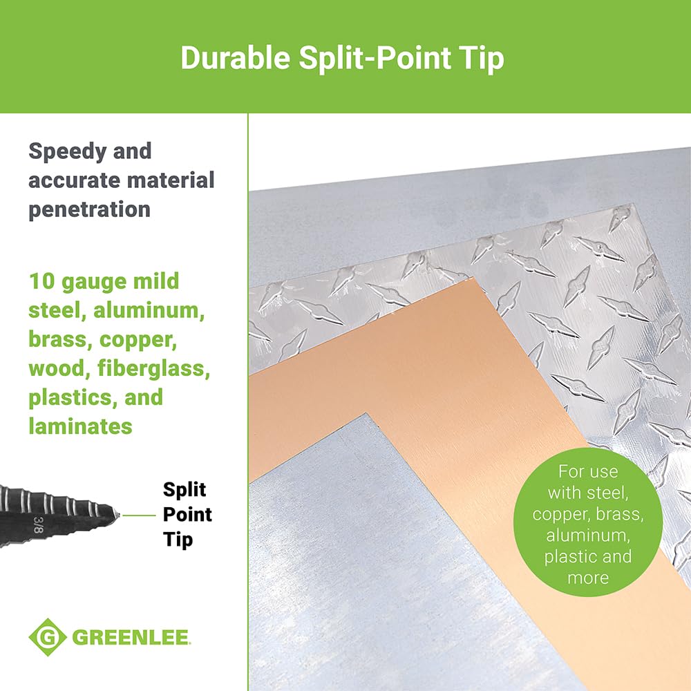 Greenlee GSB04 Mèche étagée 3/16" à 7/8" (#4), 12 étapes