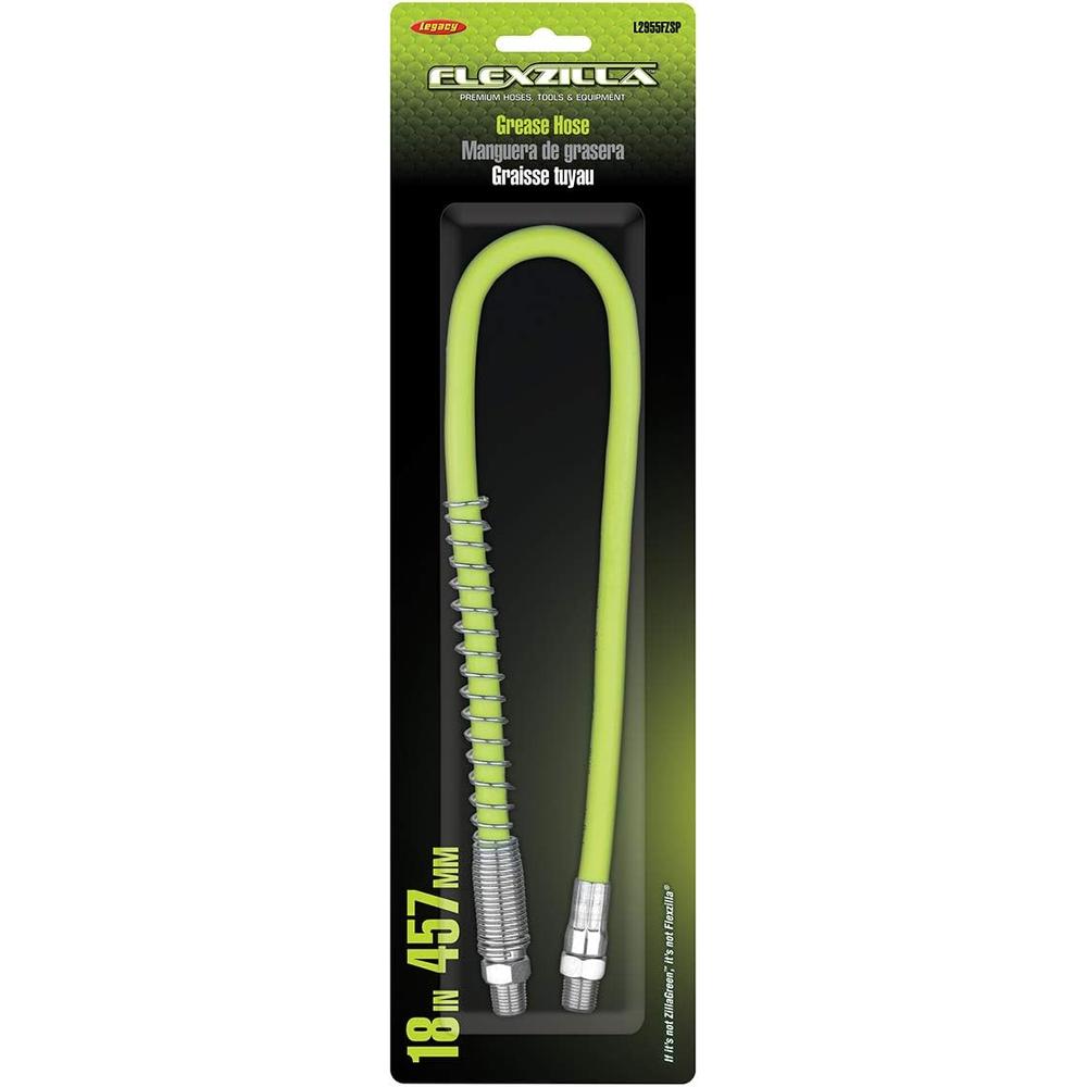 Legacy Manufacturing L2955FZSP Tuyau de graisse Flexzilla 1/8" X 18", extrémités MNPT 1/8", protection à ressort