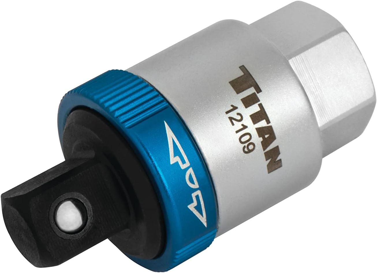 Titan Tools 12109 1/2-In Drive Ratcheting Breaker Bar Adapter - rear angle view showing 1/2-in drive output and directional switch collar