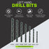 GripEdge Left-Hand Drill Bits infographic showing reverse cutting direction, Black Oxide M2 Steel, and full size range from 3/32" to 23/64"