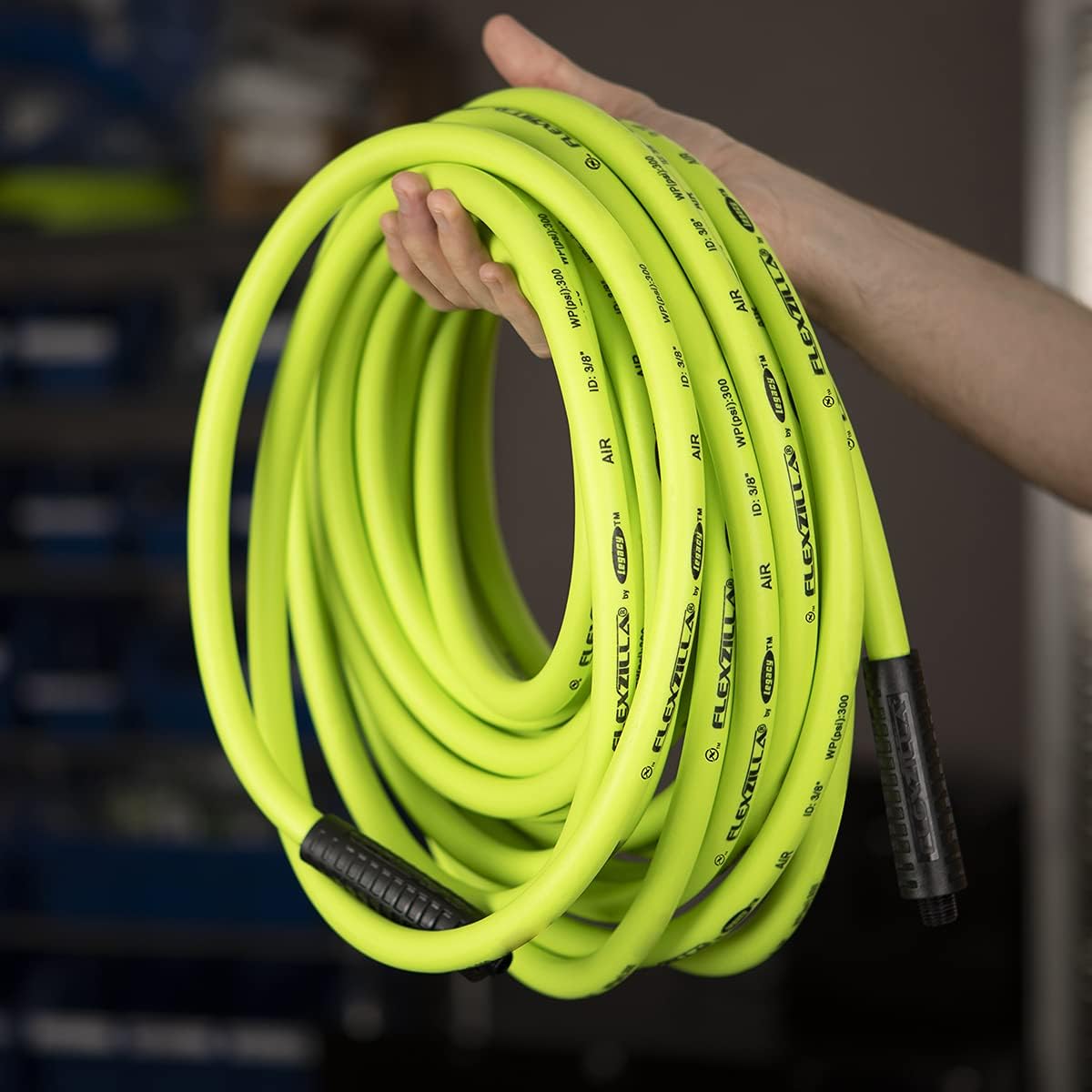 Legacy Manufacturing HFZ12100YW4 Flexzilla Air Hose, 1/2" x 100 ft, 1/2" MNPT Fittings, Heavy Duty, Lightweight, Hybrid, ZillaGreen