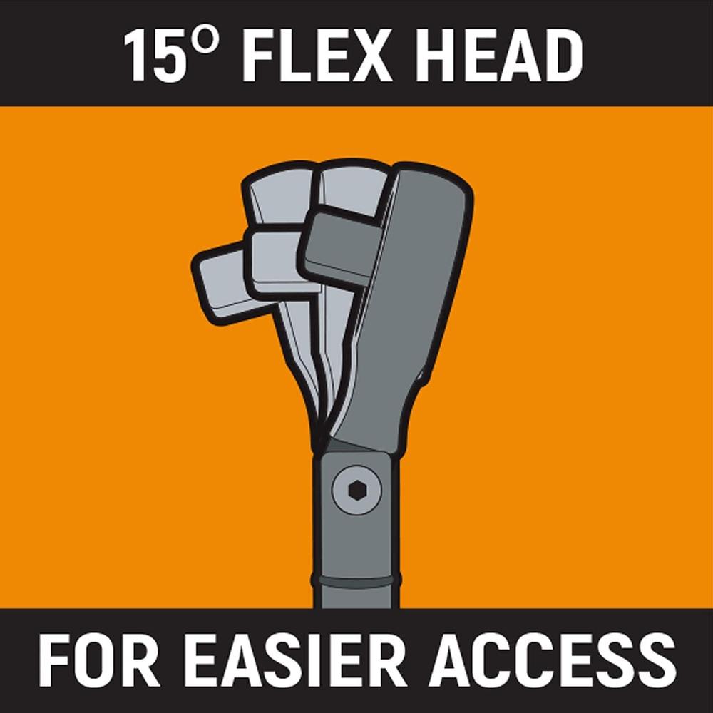 GearWrench 85195 Clé dynamométrique électronique à tête flexible 120XP à entraînement 3/8" avec angle, 0-100 FT-LB, 15,87" de long, comprend un étui moulé