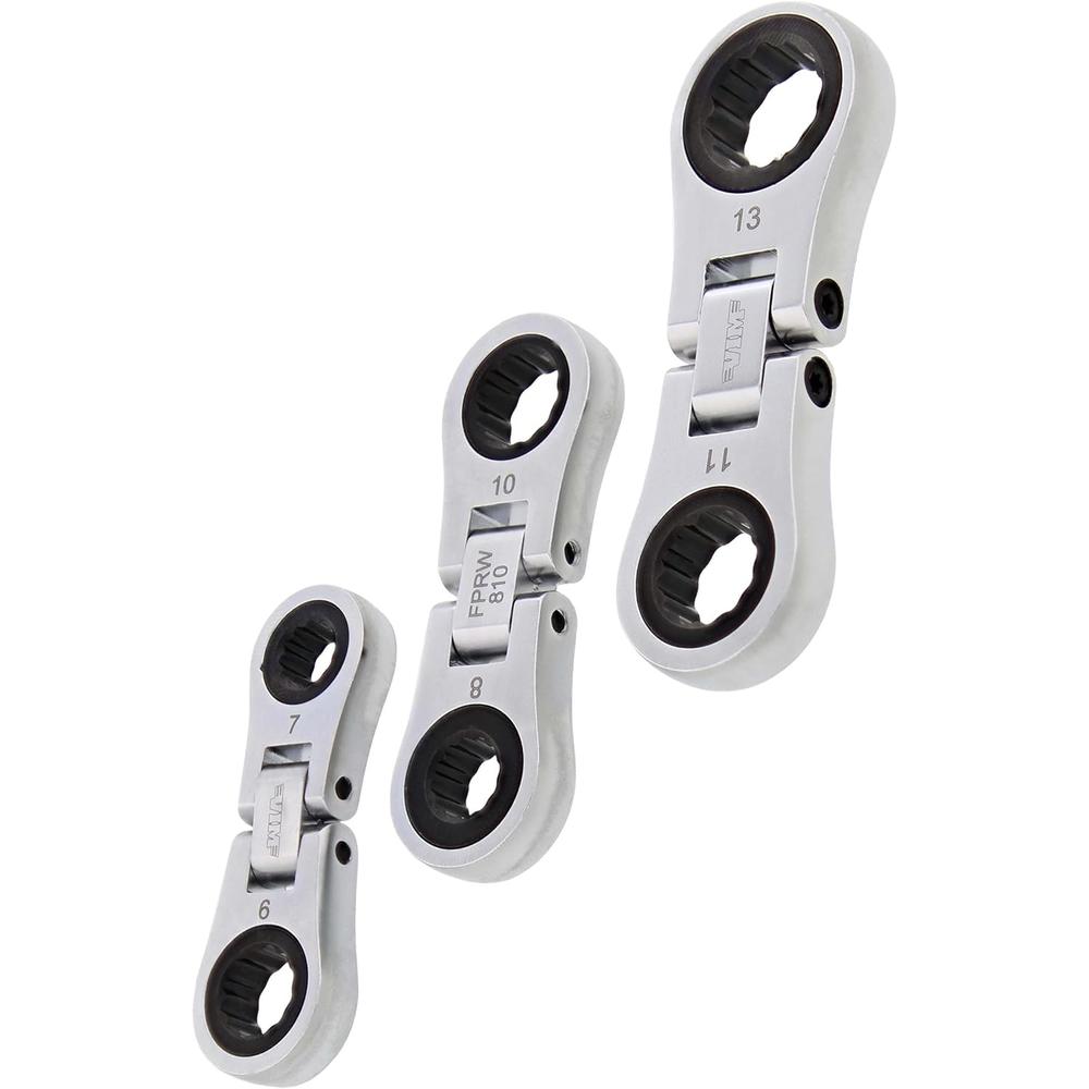 VIM Tools FPRW100 Jeu de 3 clés à cliquet double boîte Nano Flex, 72 dents, 7 x 9 mm, 8 x 10 mm, 11 x 13 mm