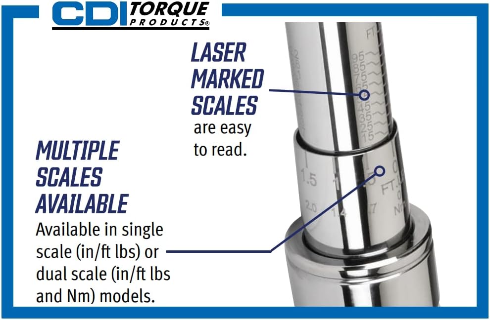 CDI Torque Products 10002MRMH 3/8" Drive Metal Handle Click Type Torque Wrench, Torque Range 150 to 1000-
