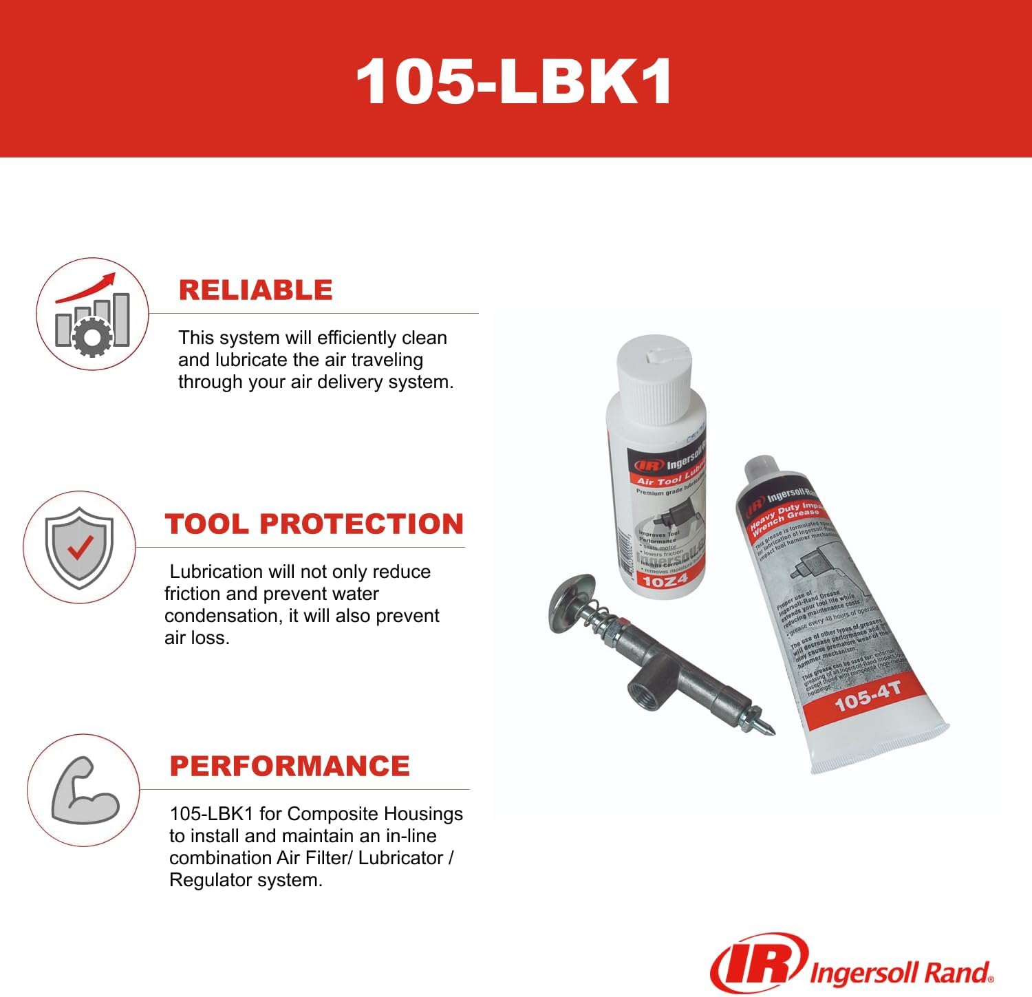 Ingersoll-Rand 105-LBK1 Impact Lube Kit For Metal Housing Impacts