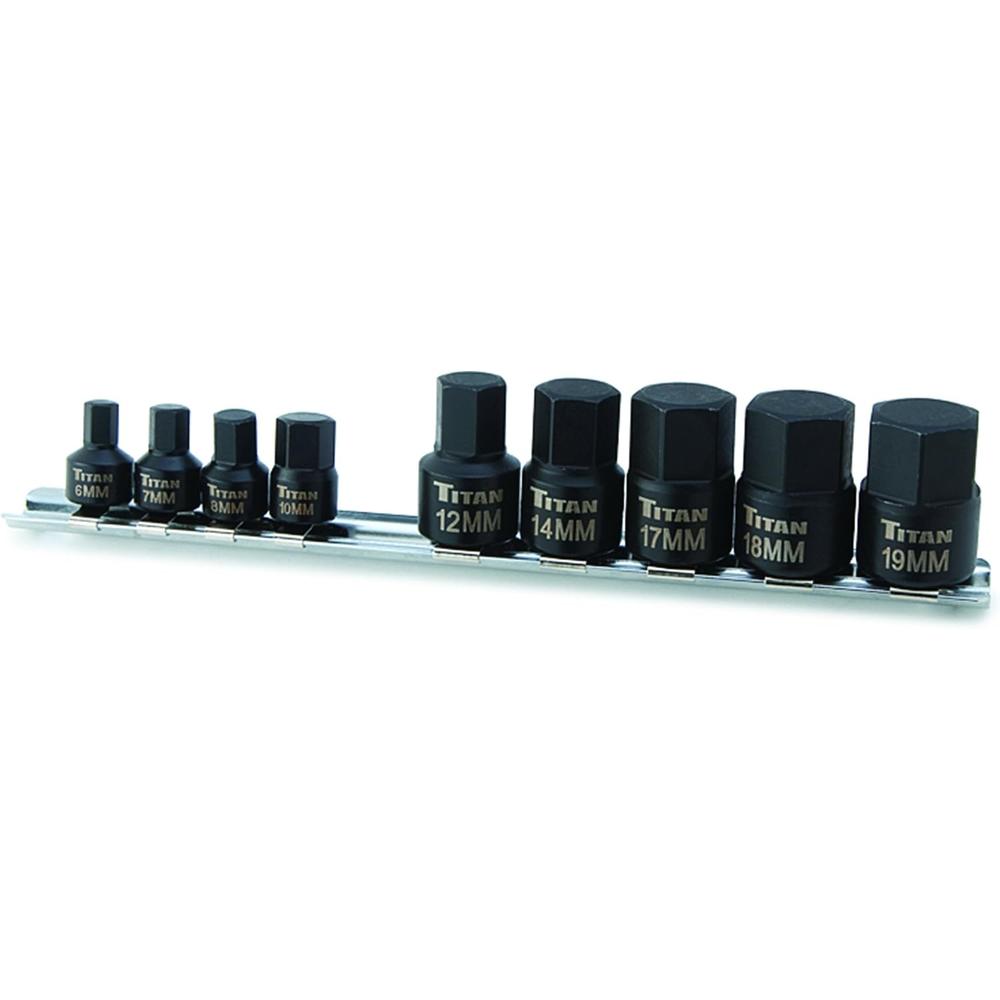 Titan Tools 16141 9 Pc. Stubby Metric Hex Bit Socket Set