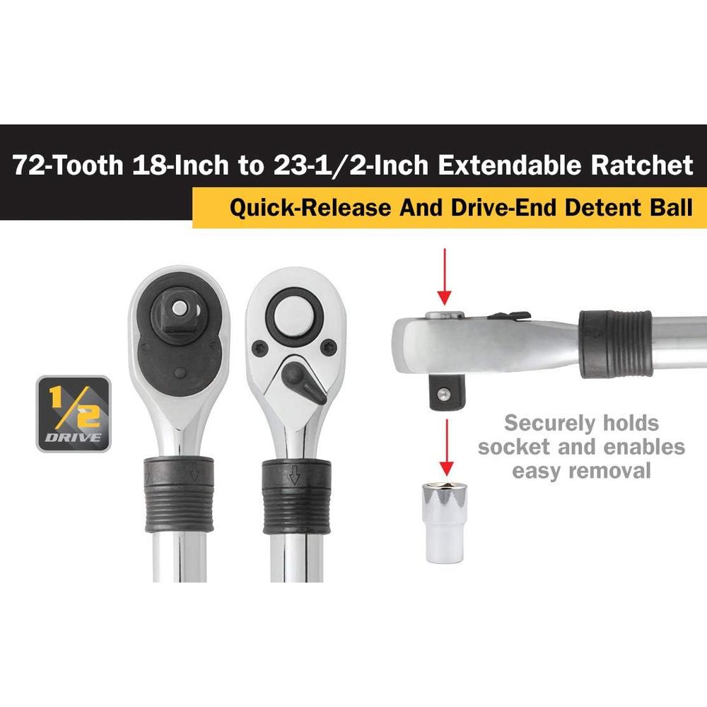 Titan Tools 12073 1/2 In. Drive Extendable Ratchet