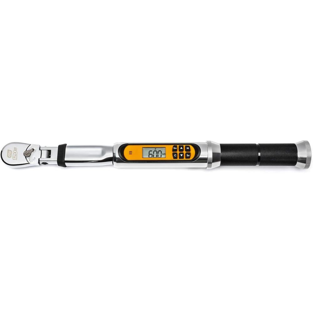 GearWrench 85195 Clé dynamométrique électronique à tête flexible 120XP à entraînement 3/8" avec angle, 0-100 FT-LB, 15,87" de long, comprend un étui moulé