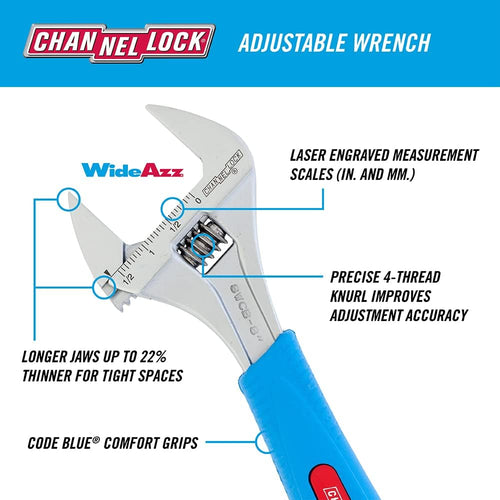 Channellock 8WCB 8-Inch WideAzz Adjustable Wrench