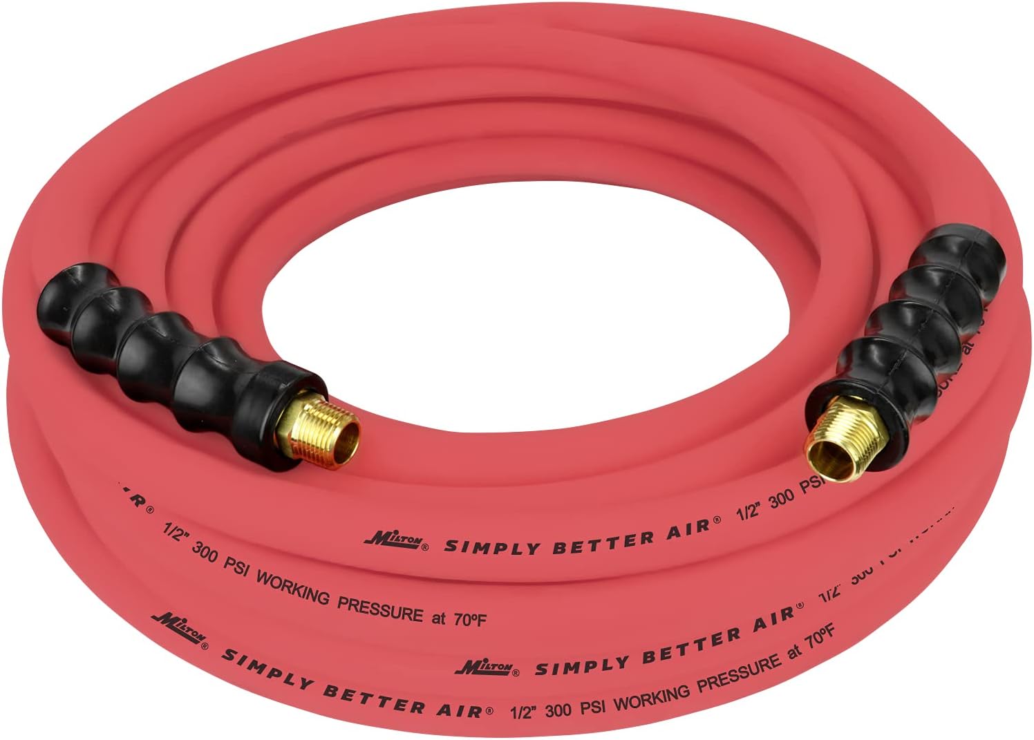 Milton Industries ULR125038 1/2" X 50' ULTRA LIGHTWEIGHT RUBBER AIR HOSE WITH 3/8" NPT ENDS