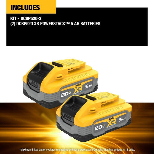 Dewalt DCBP520-2 BATTERIE 20V MAX POWERSTACK 5.0 AH, PACK DE 2