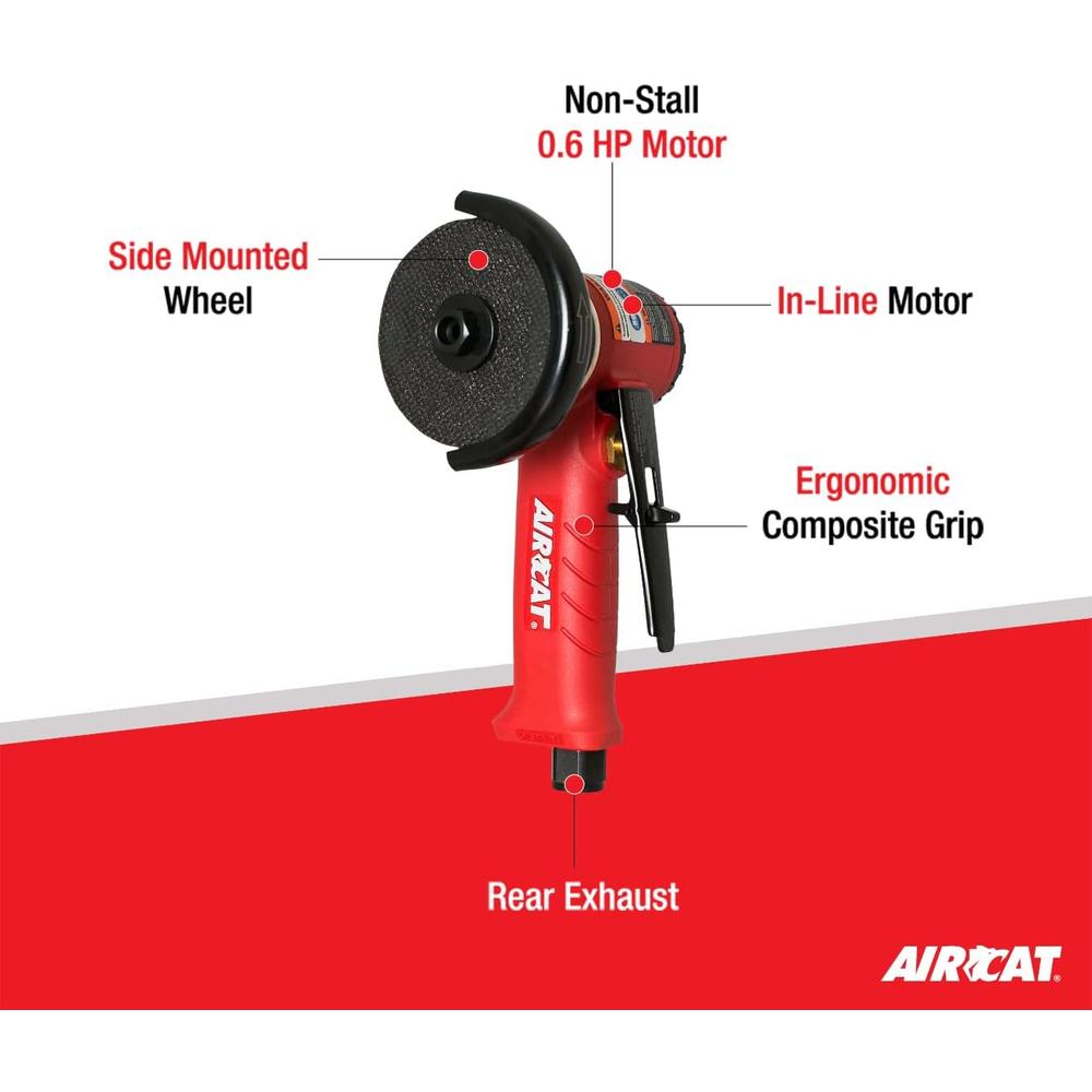AirCat 6525-A Inline Cut-Off Tool w/ Adjustable Guard Small 3" Red & Black