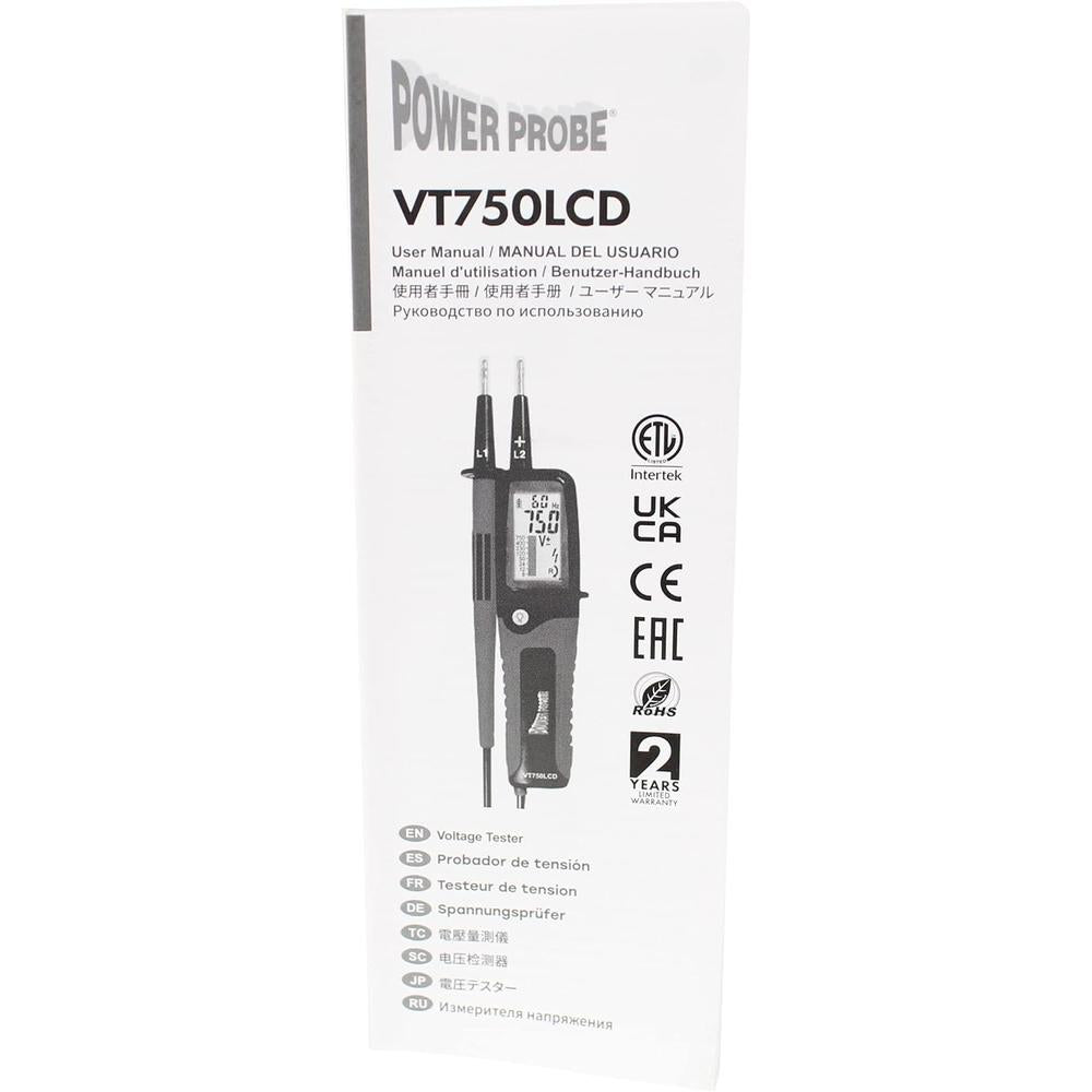 Power Probe VT750LCD TWO POLE VOLTAGE TESTER FOR ELECTRIC & HYBRID VEHICLES, 750V AC/DC, 600V CAT IV, 1000V CAT III