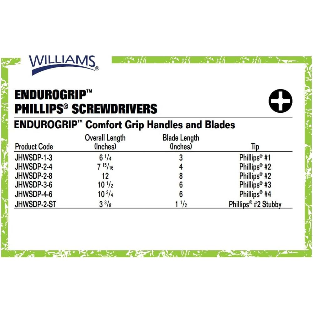 Williams JHWSDP-1-3 TOURNEVIS PHILLIPS 1PT 3PO