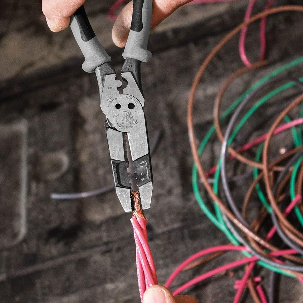Pliers. Hybrid Multi Purpose Tool with Crimper. Bolt Shearing Holes & Stripper Klein Tools J215-8CR