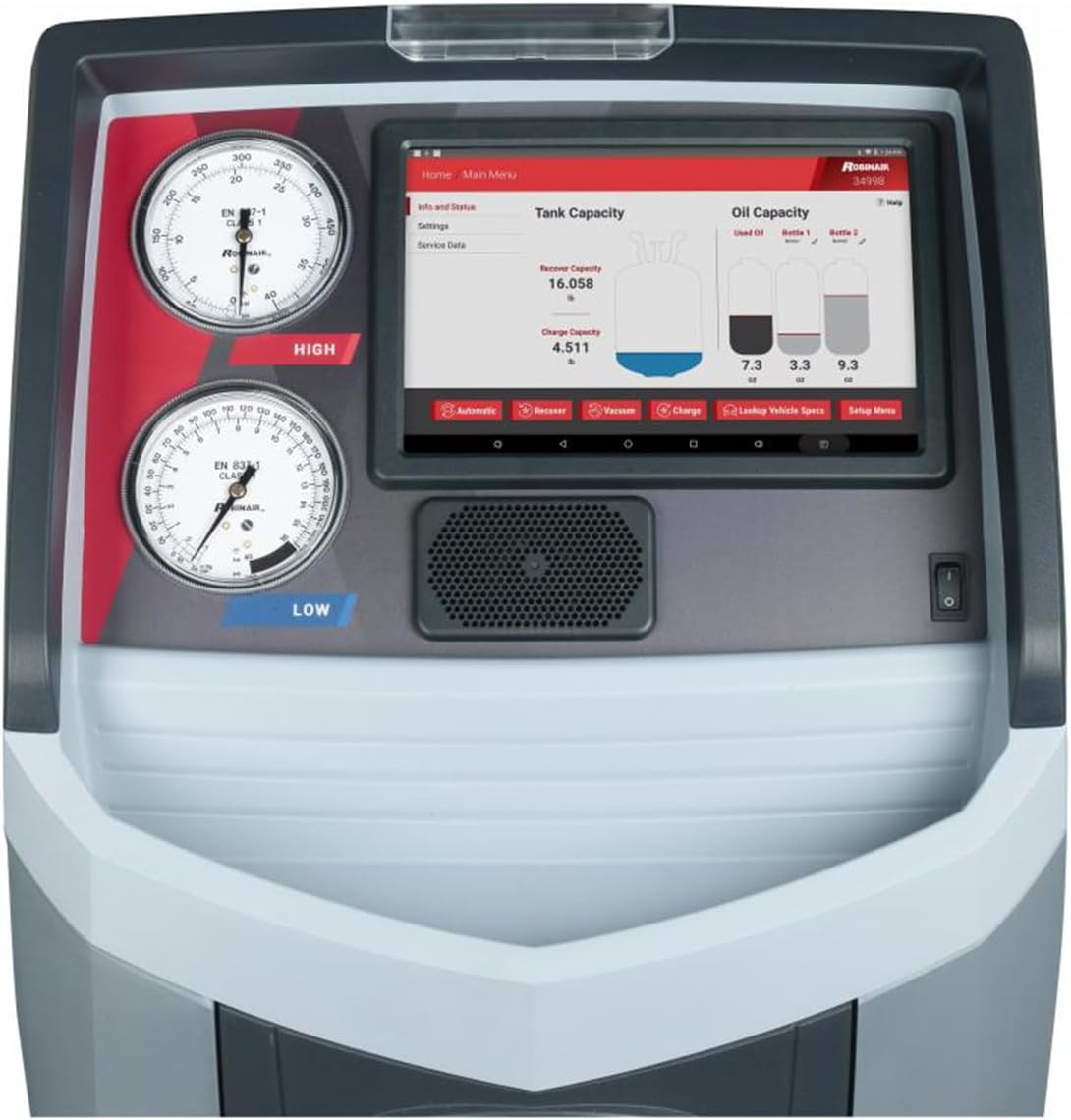 Robinair 34998 Connected R-134a ACS Touchscreen Machine for Recycling, Refrigerant Recovery, and Recharging
