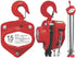 American Power Pull 415 1.5-Ton Chain Hoist - red, front and side view with chain