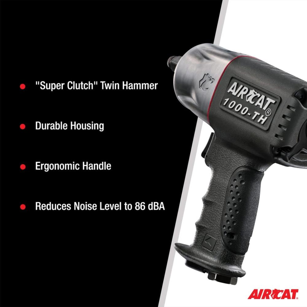 AirCat 1000-TH 1/2-Inch Composite Air Impact Wrench with Twin Hammer Mechanism