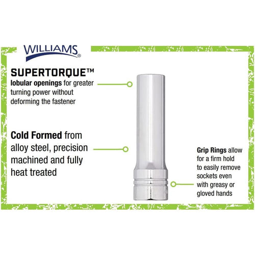 Williams JHWSD-1216 1/2 DR. DEEP SKT 12-PT 1/2