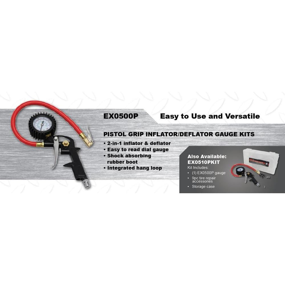 Milton Industries EX0500P Pistol Grip Analog Inflator Gauge