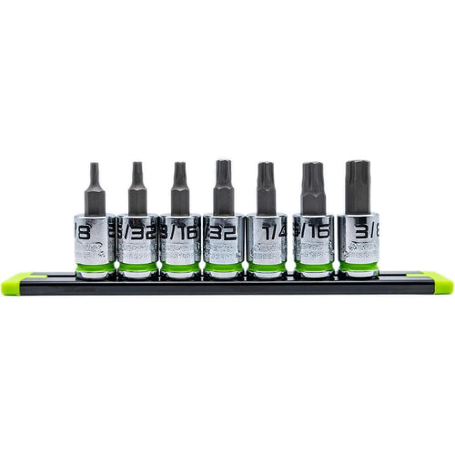 GripEdge GE7BSSHSRPT 7pc 3/8" Dr. Short SAE RPT Hex Driver Set, 1/8" - 3/8"