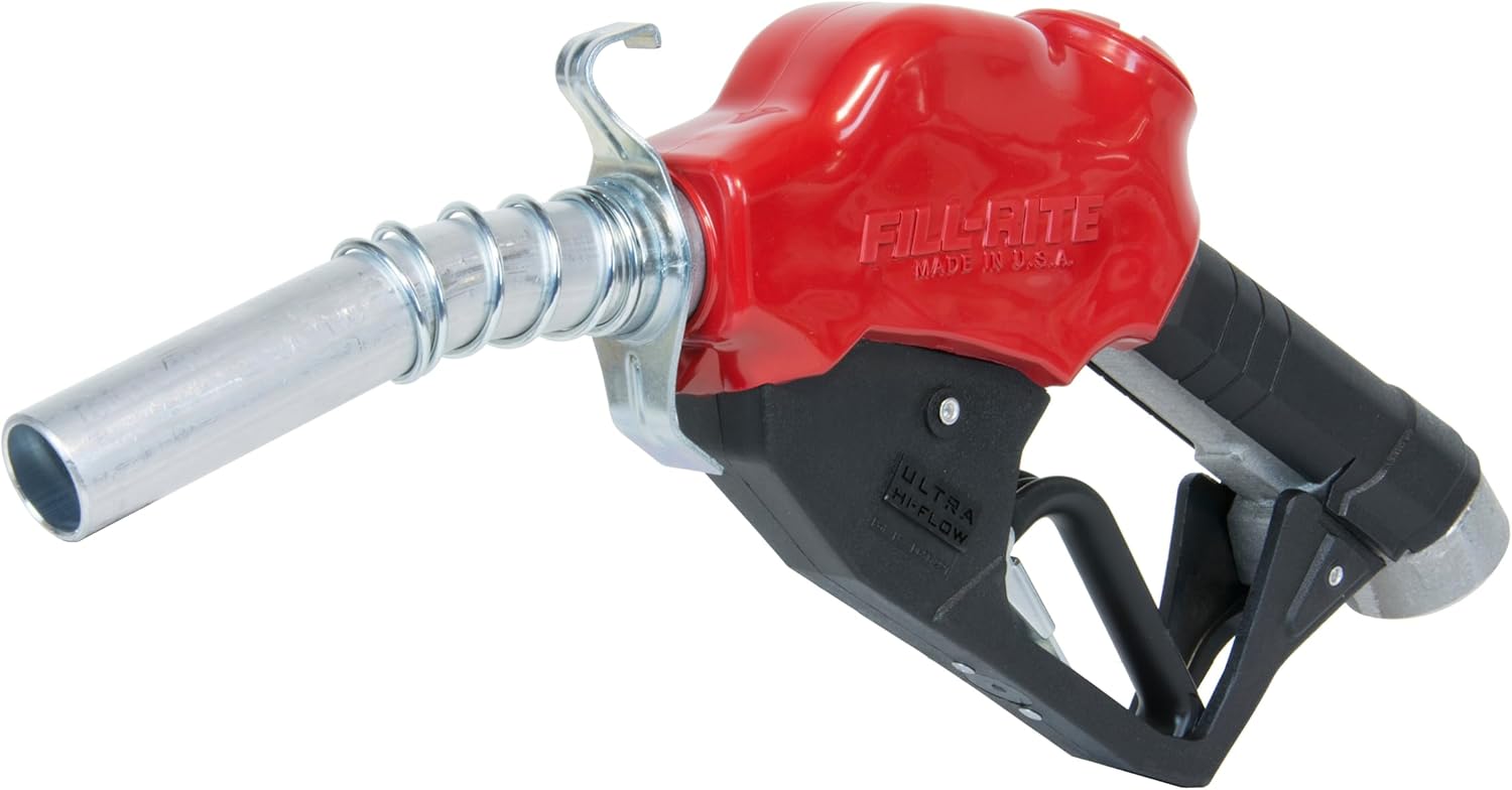 Fill-Rite N100DAU13 1" 5-40 GPM (19-150 LPM) Ultra High Flow Automatic Nozzle with Hook (Red)