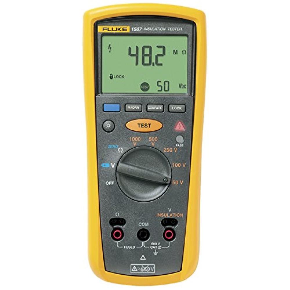 Testeur de résistance d'isolement Fluke 5066006 modèle 1507, 600 V CA/CC, plage de test d'isolement : 0,01 MΩ - 10 GΩ, tensions de test d'isolement : 50/100/250/500/1000 V