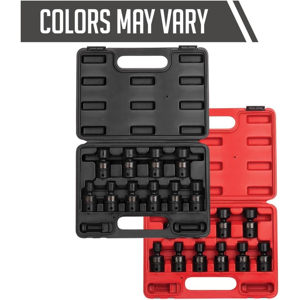 Sunex Tools 3657 3/8 in. Drive Universal Impact Socket Set, 10 pieces, Metric, 10mm - 19mm, Cr-Mo Alloy Steel, Radius Corner Design, Dual Size Markings, Heavy Duty Storage Case, Meets ANSI Standards