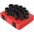 Sunex Tools 2640 1/2 in. Drive Impact Socket Set, 19 pieces, SAE, 3/8 in. 1-1/2 in., Cr-Mo Alloy Steel, Radius Corner Design, Dual Size Markings, Heavy Duty Storage Case, Meets ANSI Standards