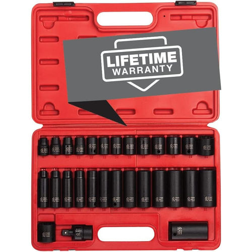 Sunex Tools 3330 3/8" Drive Master Impact Socket Set, 12 Pt., 29Piece, Metric, 8mm-22mm, Standard/Deep, Cr-Mo Steel, Heavy Duty Storage Case, Includes Universal Joint