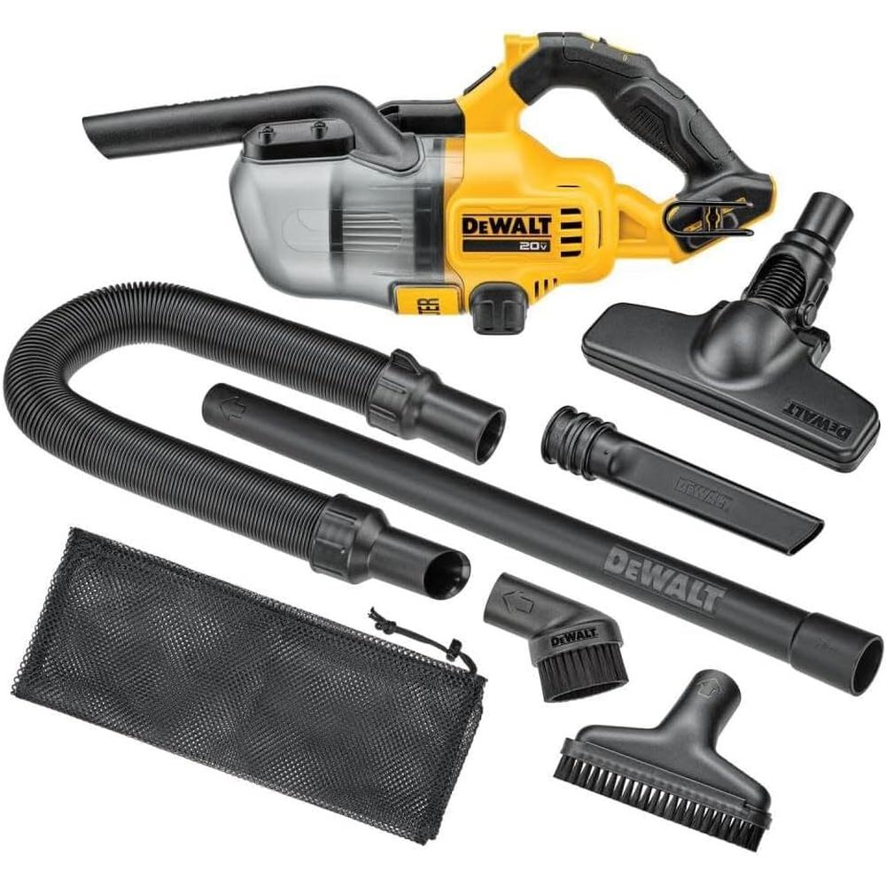 Dewalt DCV501HB ASPIRATEUR À MAIN SEC 20V MAX AVEC 7 ACCESSOIRES (OUTIL NU), 46 CFM, LUMIÈRE LED, FILTRATION HEPA