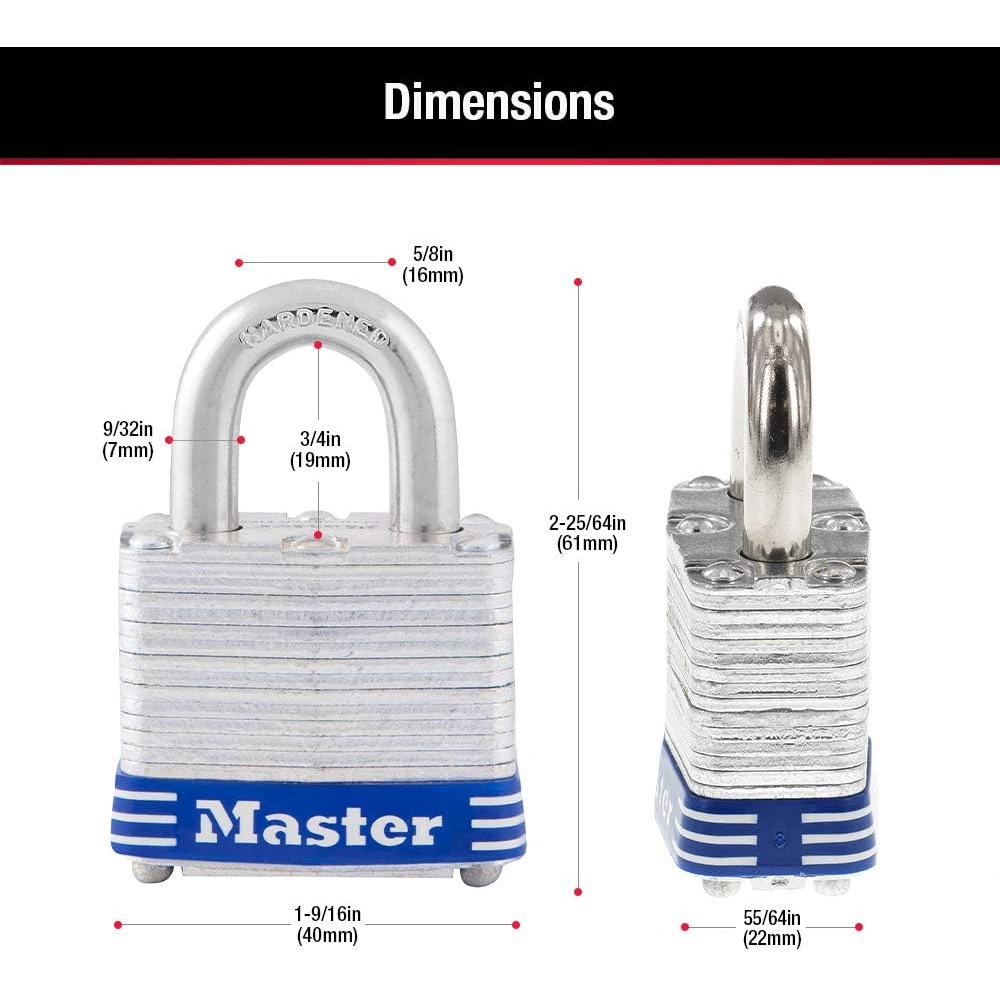 Cadenas laminé 3D Master Lock, anse de 3/4", largeur de 1-9/16"