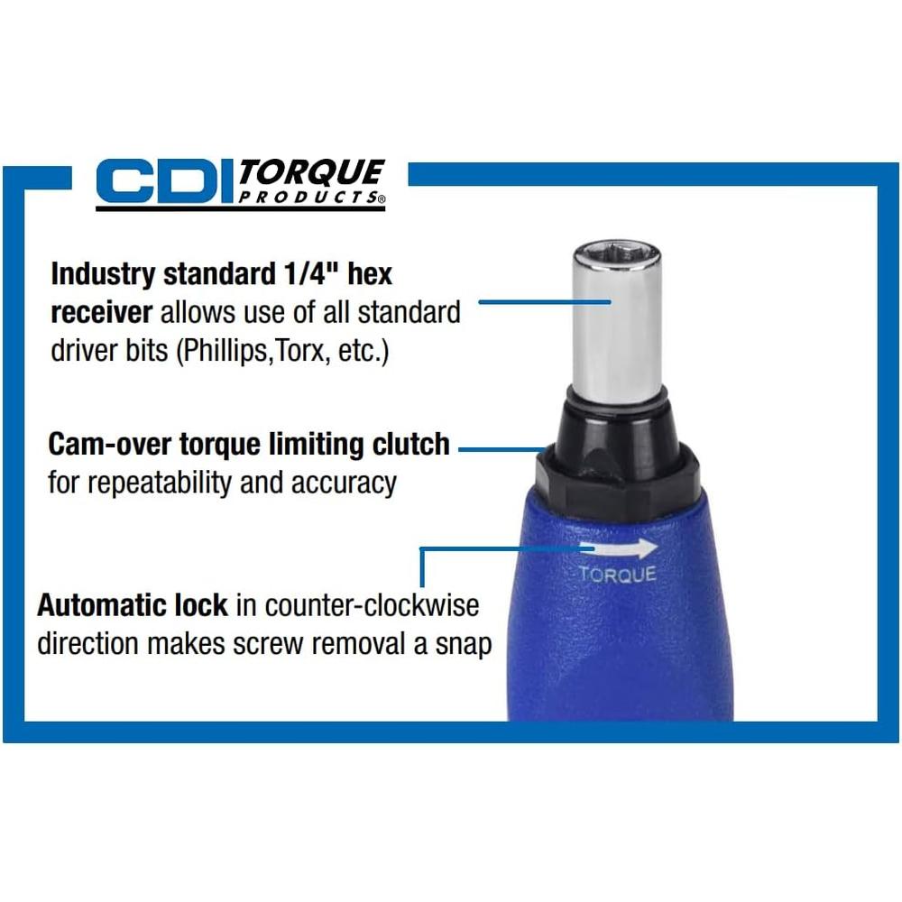 CDI Torque Products 401SM Micro Adjustable Torque Screwdriver, Torque Range 5 to 40-Inch Pounds, 1/4-Inch
