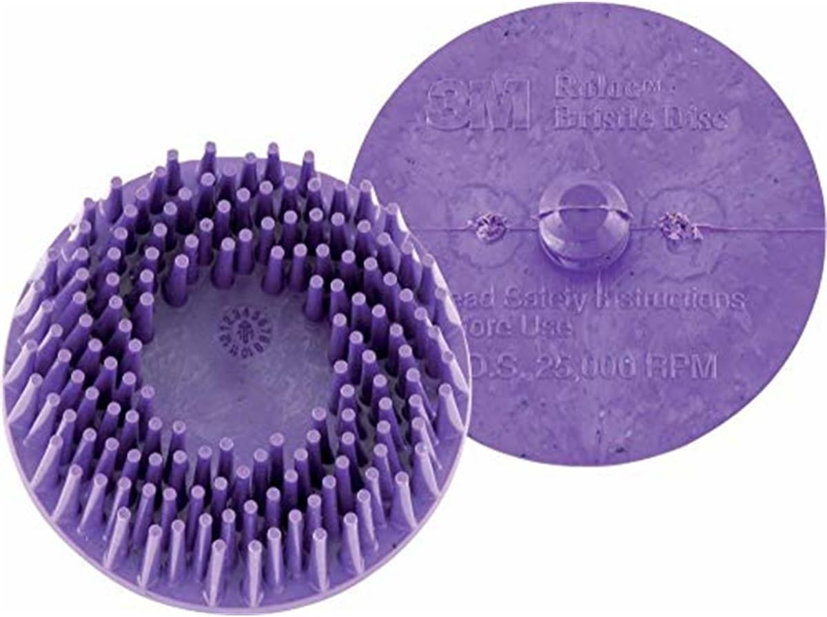3M Scotch-Brite Roloc Bristle Disc front and back showing 3M branding and 25000 RPM rating
