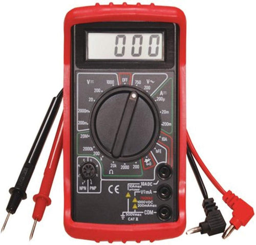 ATD Tools 5536 Digital Multimeter with test leads, red and black housing, rotary selector, and LCD display