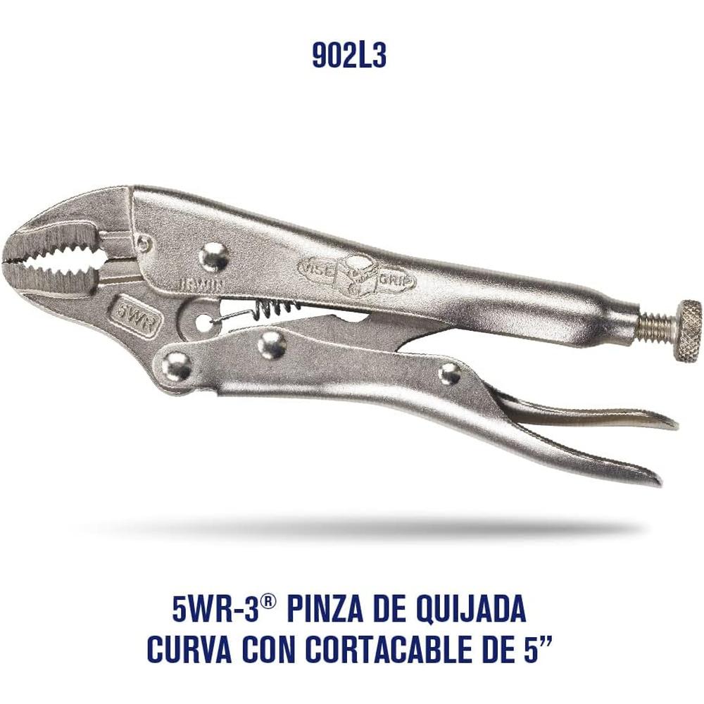 Irwin Tools Tools VISE-GRIP Locking Pliers with Wire Cutter, 5-Inch, Curved Jaw (902L3)