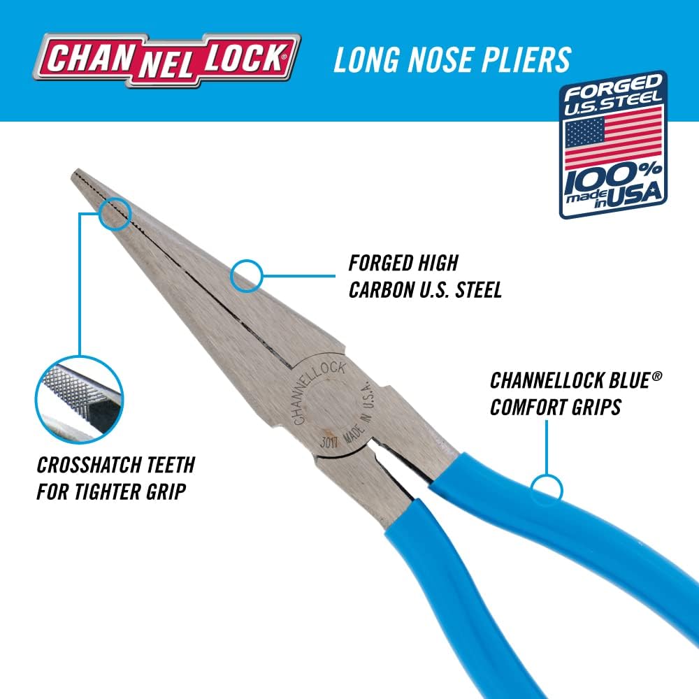 Channellock 3017 8" Long Nose Plier