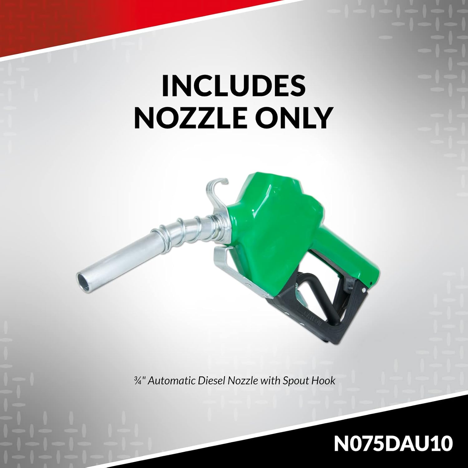 Fill-Rite N075DAU10 3/4" 2.5-14.5 GPM (9.5-55 LPM) Automatic Fuel Nozzle with Hook (Green)