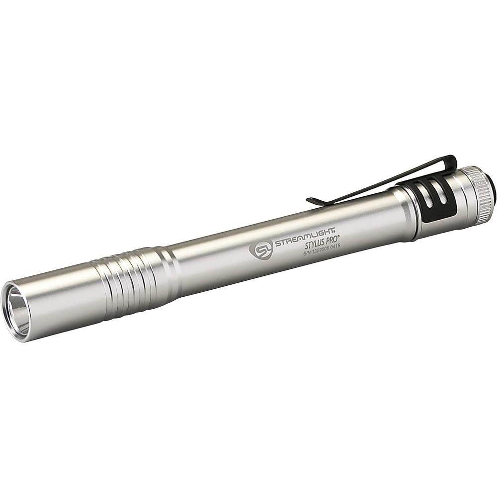 Streamlight 66121 Stylus Pro PenLight with White LED and Holster. Silver/White- 100 Lumens