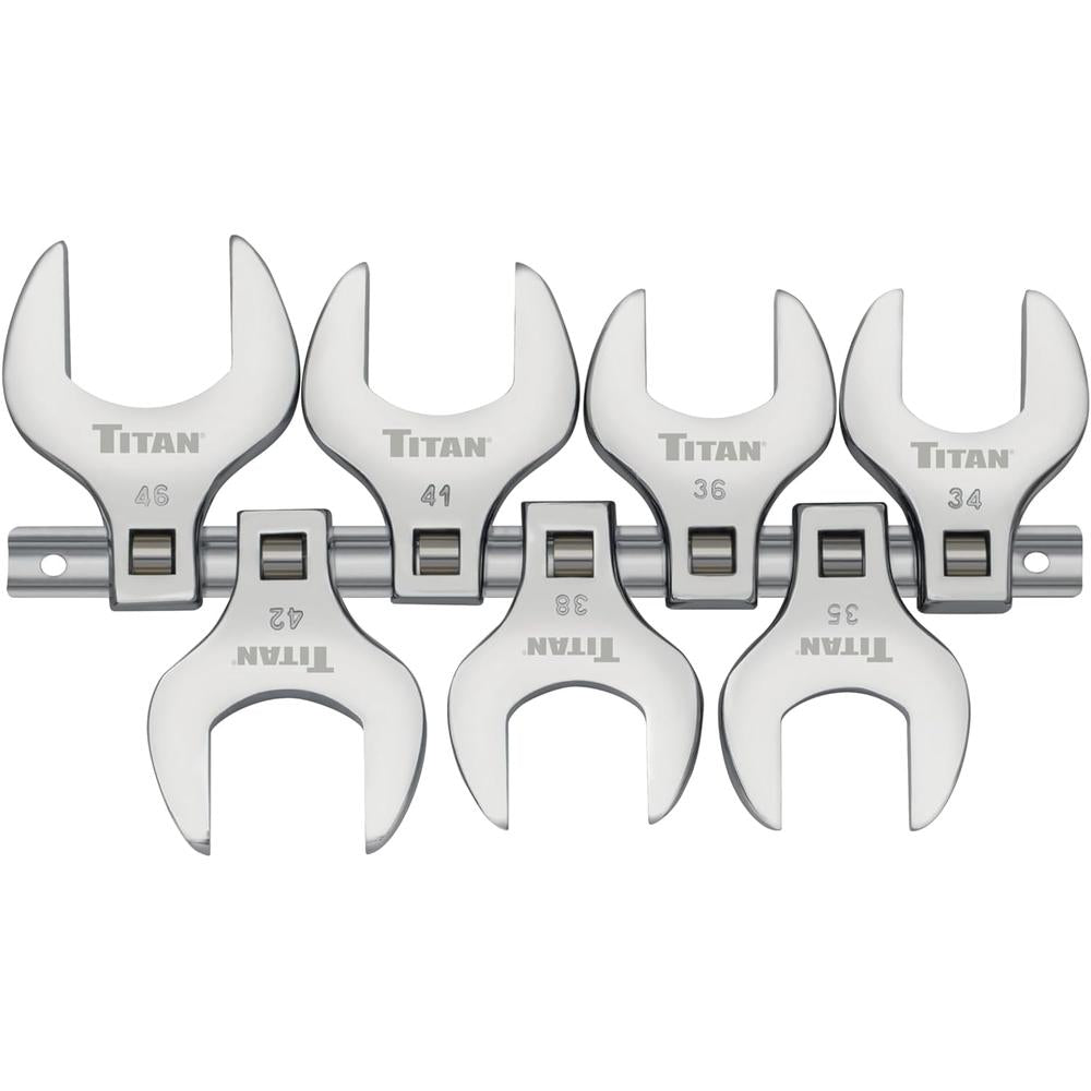 Titan Tools 17670 7pc 1/2" Drive Metric Jumbo Crowfoot Wrench Set, 34mm-46mm