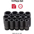 Sunex Tools 4638 3/4  in. Drive Deep Impact Socket Set, 14 pieces, SAE, 3/4" - 1-5/8", Cr-Mo Alloy Steel, Radius Corner Design, Dual Size Markings, Heavy Duty Storage Case